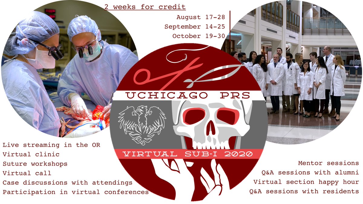 UChicago Plastic Surgery (@uchicagoprs) on Twitter photo Application open! To apply, please send the following to Claire Stone (cstone@surgery.bsd.uchicago.edu):
- Ranked date preference
- C.V.
- Medical school transcript
- Paragraph on why you would like to participate in this virtual elective Application open! To apply, please send the following to Claire Stone (cstone@surgery.bsd.uchicago.edu):
- Ranked date preference
- C.V.
- Medical school transcript
- Paragraph on why you would like to participate in this virtual elective