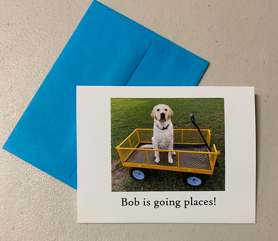 lsrdhunter's tweet photo. Bob is still writing notes to hospice patients with a little help from me. Below are some of our cards. I must say, Bob’s penmanship is improving. Next week we will try cursive!  He loves posing for the pictures! Such a ham! https://t.co/l0BBdzHWpg