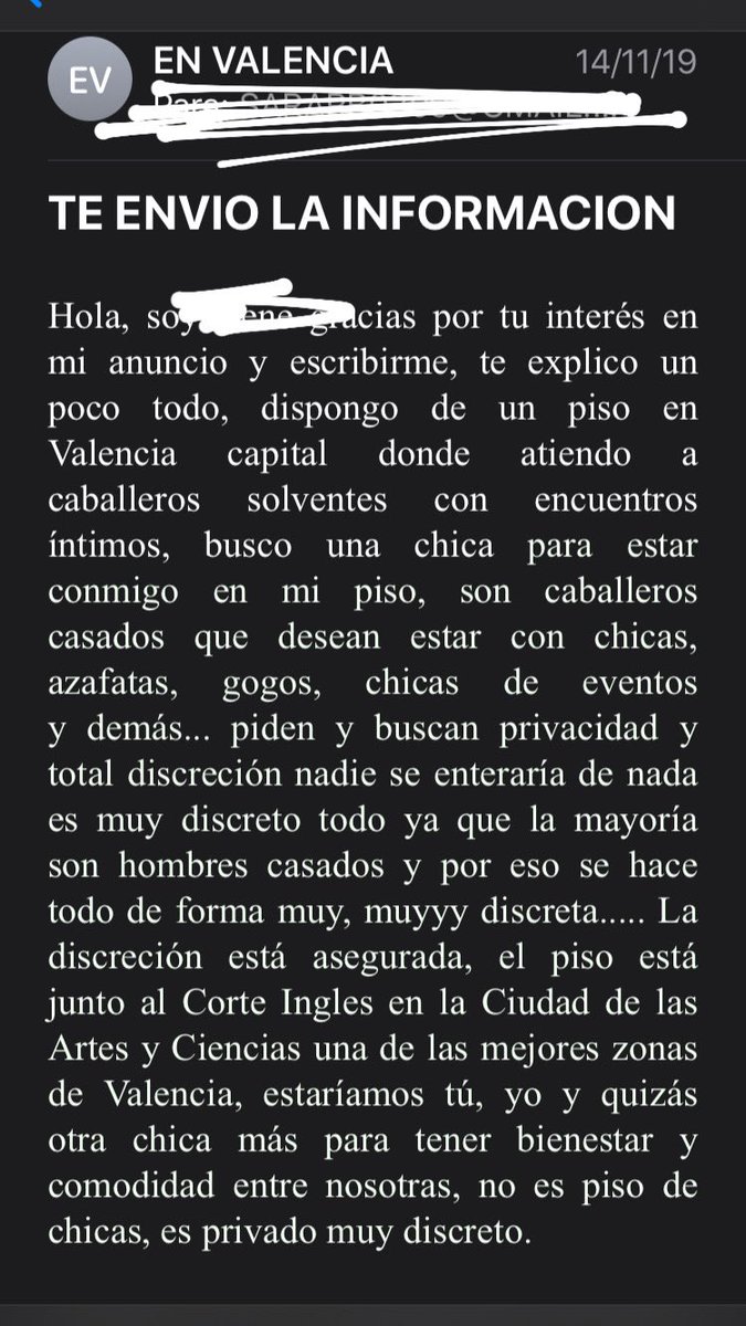 Saraarbelaez6's tweet photo. Pues a la semana tras dejar mi correo electrónico me llega este email: https://t.co/bIPIz4t3HU