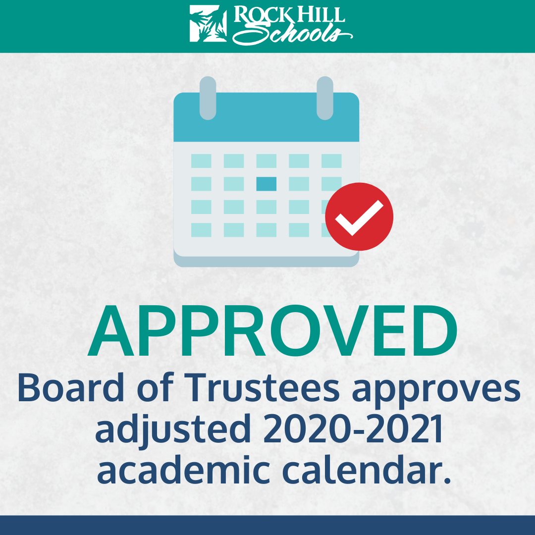 Learn when school will start back in August. CARES Act funding will support Pre-K through 8th grade students getting and additional 5 days of school. Download the 2020-2021 academic calendar: bit.ly/RHSDcalendar
#OneTeamOneMissionOneRockHill