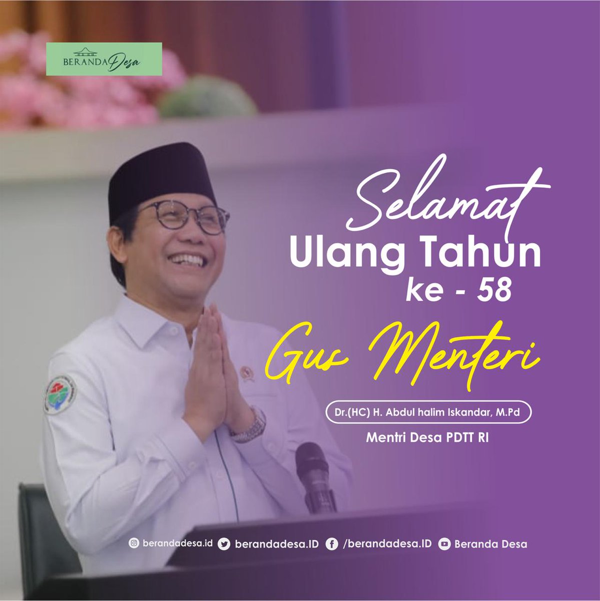 Momon37289341's tweet photo. #tppinganjuk mengucapkan:

"Selamat Ultah ke-58 Gus Menteri, Dr. (HC) H.A. Halim Iskandar. Semoga panjang umur &amp; berkah fiddaroini." 

#Harlah58GusHalim
@halimiskandarnu
@kpw4jatim

#tppinganjuk
#tppinganjuk
#tppinganjuk
#tppinganjuk
#tppinganjuk
#tppijawatimur
#tppijawatimur https://t.co/GeJDkb4875