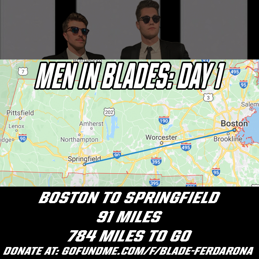 UMassBeacons's tweet photo. The @MenBlades made it 91 miles on Day 1, traveling from Boston to Springfield, Massachusetts. @UMBMENSHOCKEY freshmen Andy Walker and Jake Adkins are aiming to reach Poughkeepsie, New York on Day 2 #beaconstrong #d3hky @ACSNewEngland https://t.co/fEq4Hh3WDq