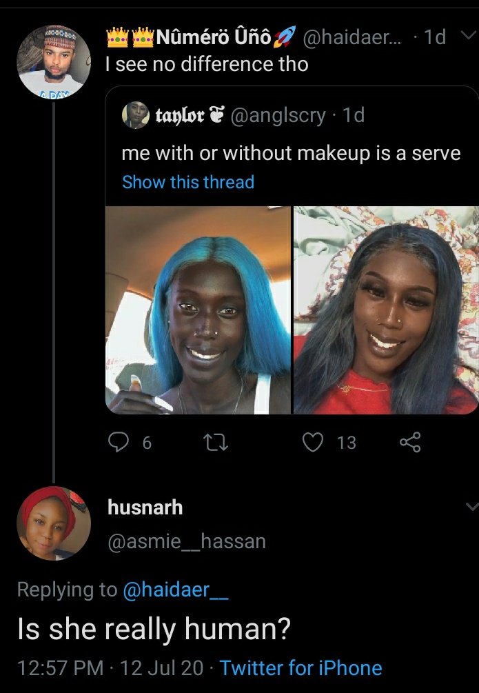  @asmie__hassan another Black woman dehumanizing a Darkskinned Black woman. A shame.