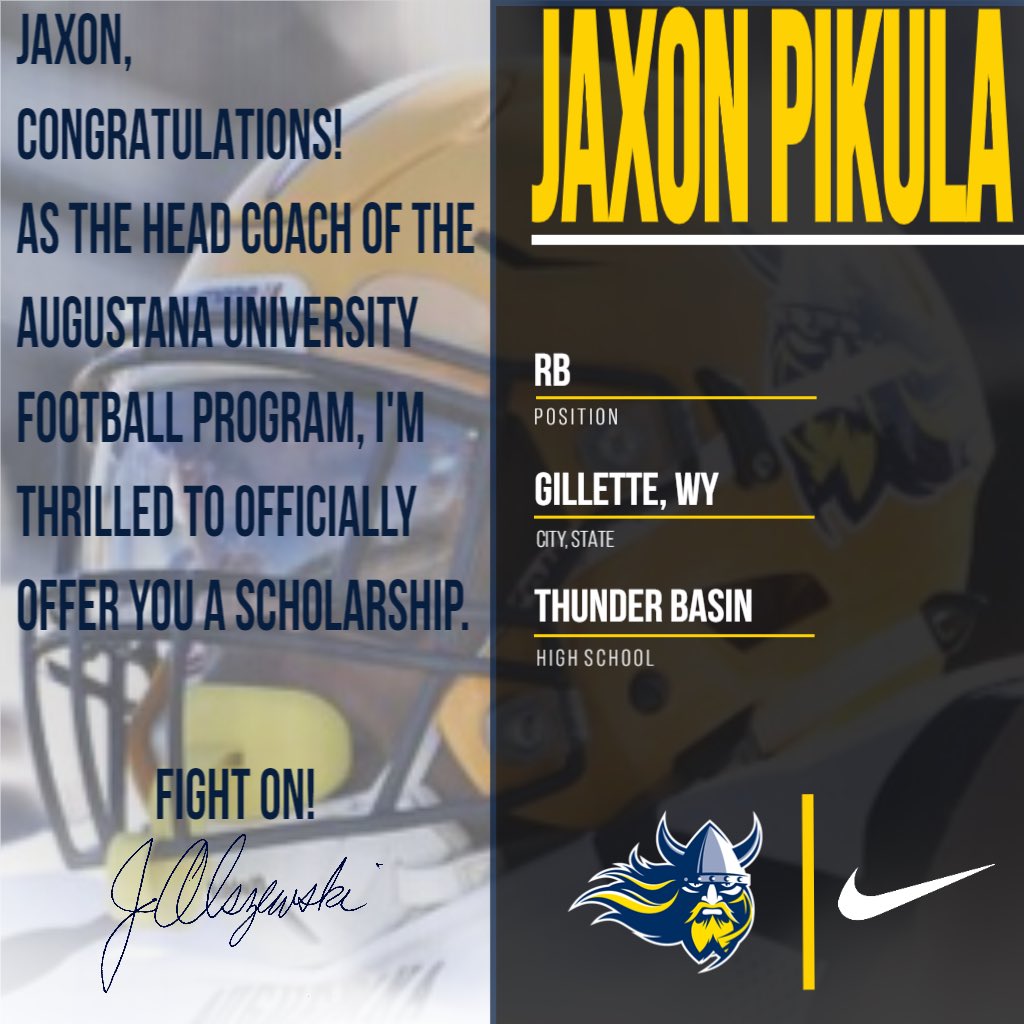 jaxpxkula's tweet photo. Thank you @CoachOJ_ @CoachSchrenk @AugieFB for the offer! Hopefully @MaddenPikula will show me around campus!😈 #Fighton https://t.co/FLqszpBFun