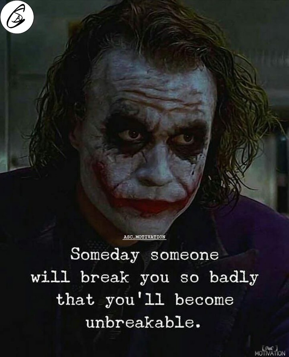 ascmotivation's tweet photo. Be Unbreakable!💪🤗
#beunbreakable #unbreakable #jokerquotes #quotestagram #struggle #selfdevelopmentquotes #selfmade #influence #life #tuesdaymotivation #motivationthoughts #success #successquotes #positivequotes #quoteoftheday #time #motivation #inspiration #ASC_MOTIVATION https://t.co/czbyEeoLTu