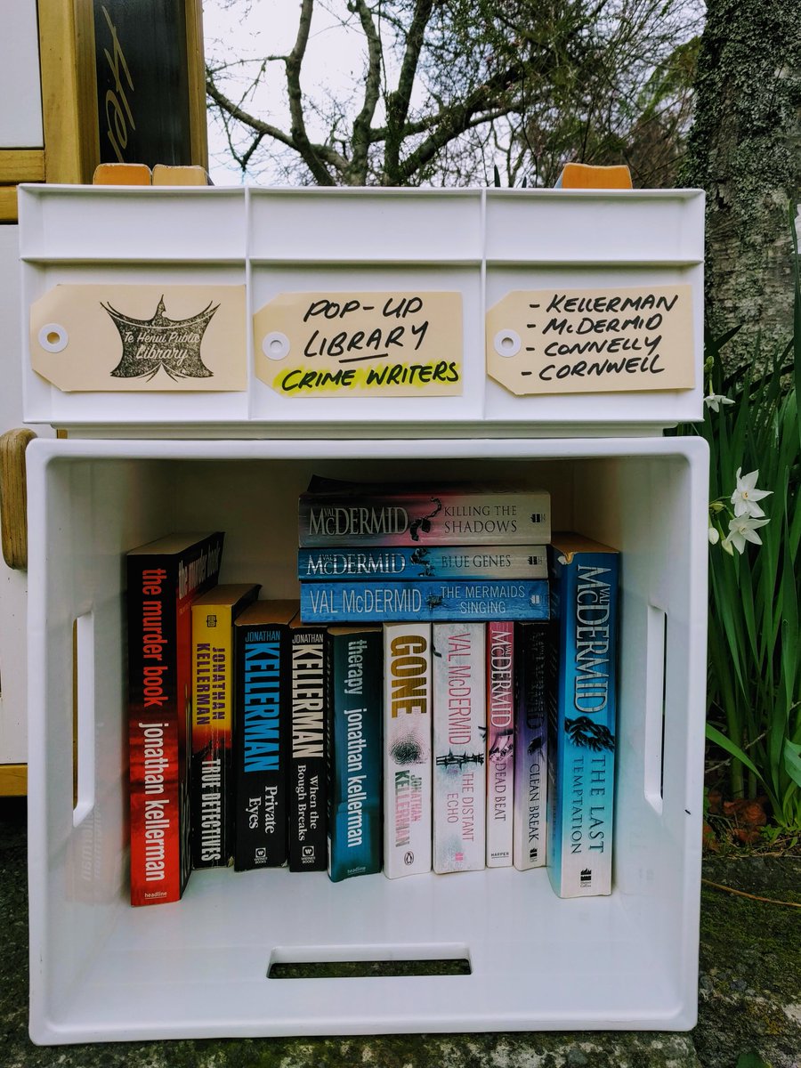 TeHenuiLibrary's tweet photo. #Shelfie! In addition to the main free library, this week's Pop-up Library features crime writers; Jonathan Kellerman, Val McDermid, Michael Connelly and Patricia Cornwell.

* View books online - https://t.co/Y6fyOk04WG
* Pop-up Library is out during fine weather &amp; daylight hours https://t.co/N2dtPisE3x