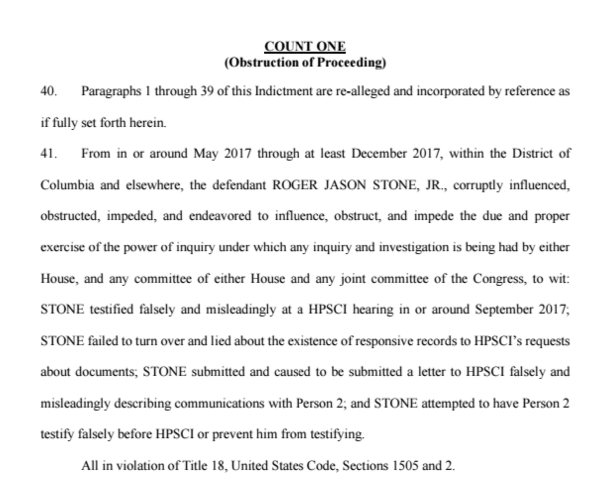 By way of reminder, Mueller charged Stone in Jan 2019, likely aware that Barr was in to shut all the shit down before Adam Schiff and Jerry Nadler were chairs of their committees and Pelosi got The Gavel.So they threw a minor indictment at Rog over him lying to Schiff.