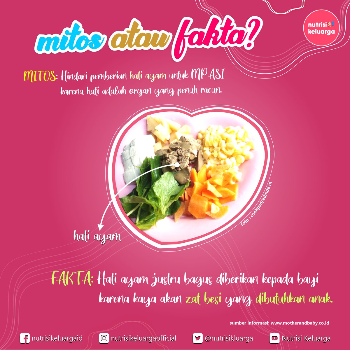 NutrisiKluarga's tweet photo. Bolehkah menambahkan hati ayam pada MPASI??
#tipsibu #komunitasibu #komunitasemakemak #komunitasmamahmuda #mamahmuda #tipsawetmuda #nutrisikeluarga #kesehatanmasyarakat #kemenkesRI #kesmas #kesehatananak #nutrisikeluarga https://t.co/ao7RF0h3Sc