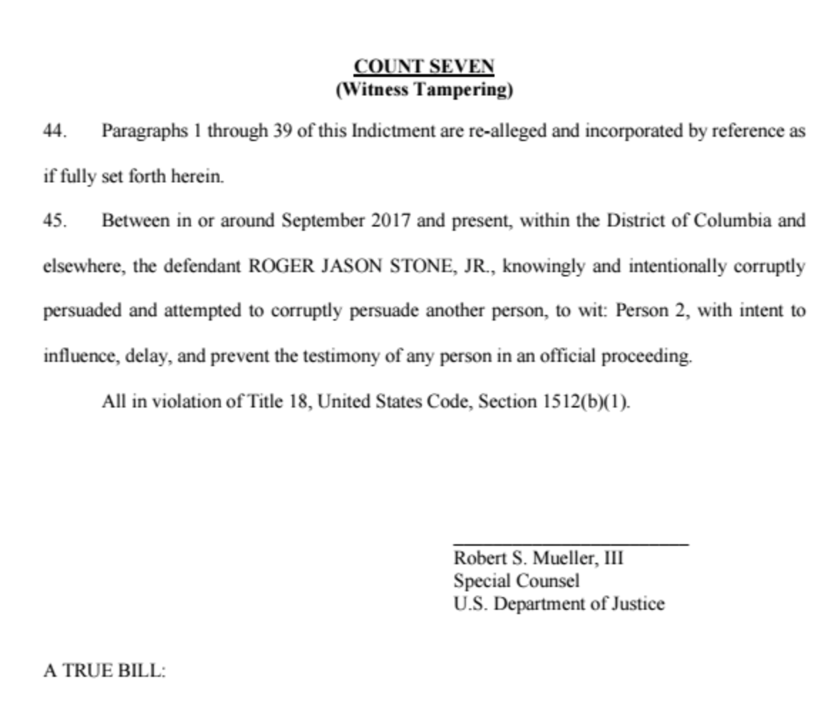 By way of reminder, Mueller charged Stone in Jan 2019, likely aware that Barr was in to shut all the shit down before Adam Schiff and Jerry Nadler were chairs of their committees and Pelosi got The Gavel.So they threw a minor indictment at Rog over him lying to Schiff.