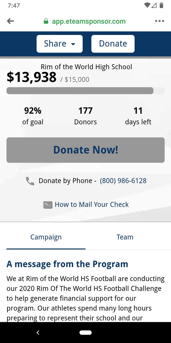 coachjoe7's tweet photo. We've got 10 days left and we're so close! Please help us, we will get back on the field at some point! #RimPride!
Support my 2020 Rim Of The World HS Football Challenge! https://t.co/YXf2pLhG4n https://t.co/0n2F1XTtQ3