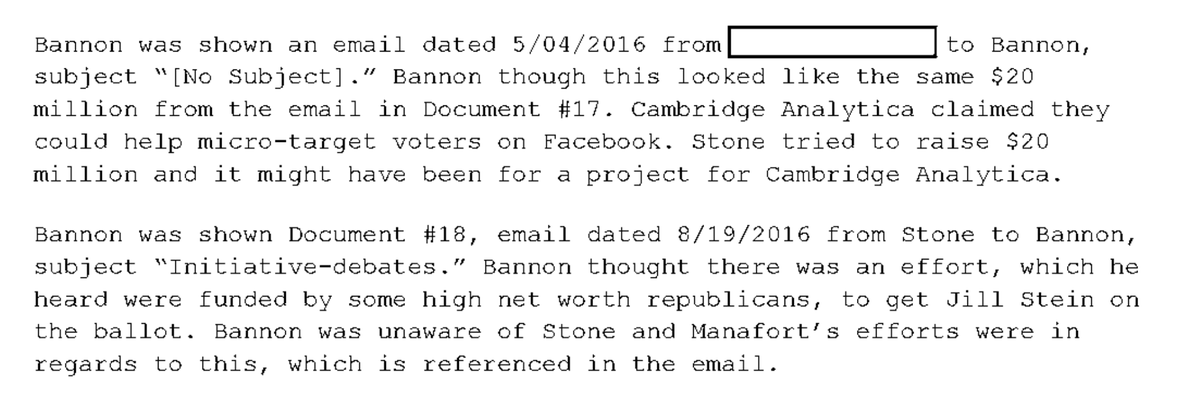 Here's you've got Stone, Bannon, Cambridge Analytica, Jill Stein...all since over two years ago......their whole conspiracy was on radar. The whole time.