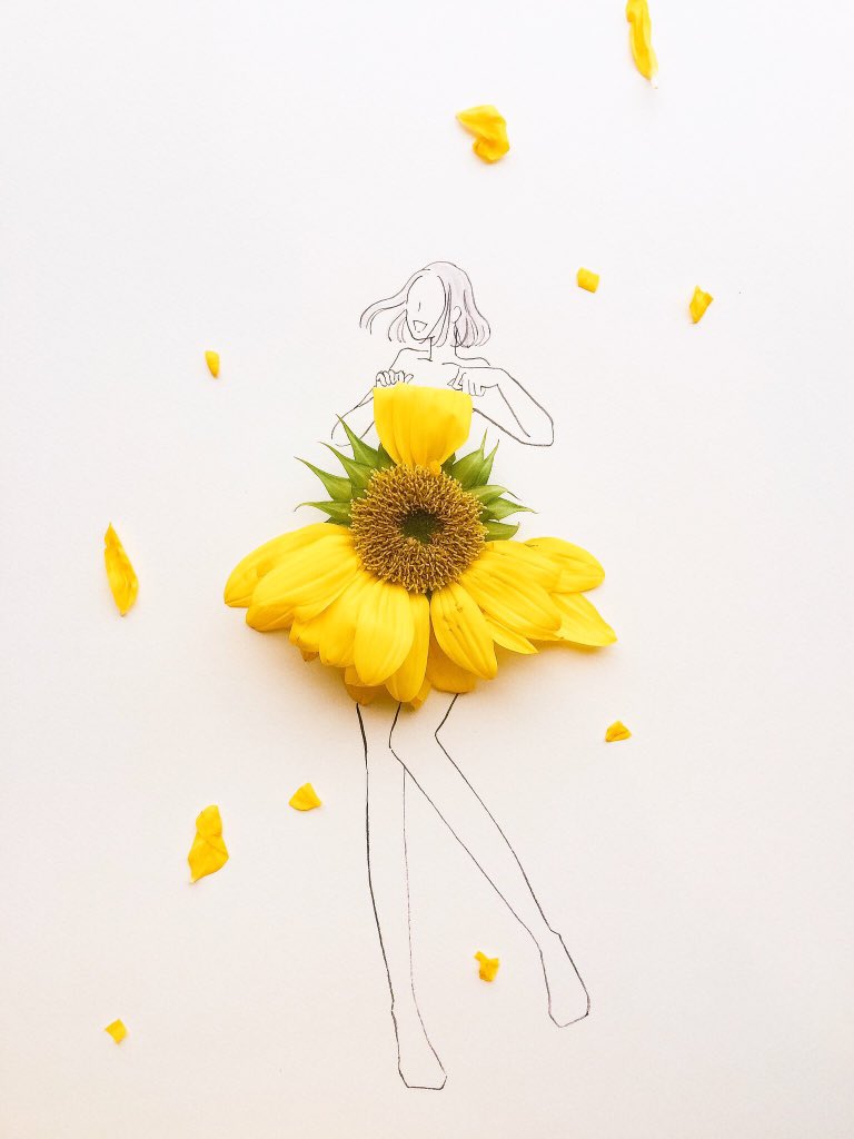 きょうは ひまわりの日 花言葉 あなたは素晴らしい あなただけを見つめ はな言葉 葉菜桜花子のイラスト