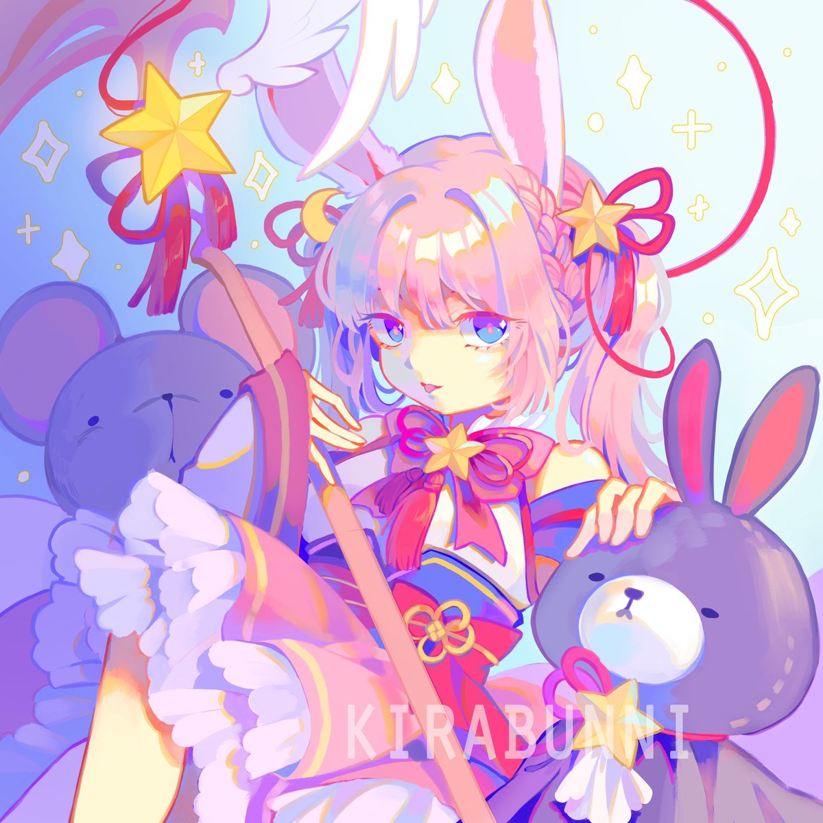 I only recently gave more love to my OCs but my Original content consists mainly of pink and bunnies :)
(sorry i included a wip too because i was proud of it) #OriginalContentArtist #IAMSomebodyArtistClub #under10kgang