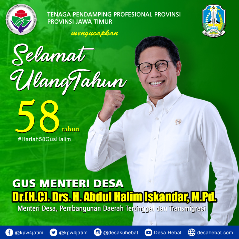 kpw4jatim's tweet photo. Selamat #Harlah58GusHalim @halimiskandarnu  smg makin sehat&amp;sukses. Salam dr Keluarga Besar TAM TPPP #TPPIJatim 

@jokowi 
@anwsanusi
@malik_haramain
@imansyukri
@taufikmadjid71
@fachrilabalado 
@azzameldzikrie 
@tppkemendes 
@KemenDesa
@ahmad_dewanto 
@bakronhadi80 https://t.co/9QdTqpsSKK