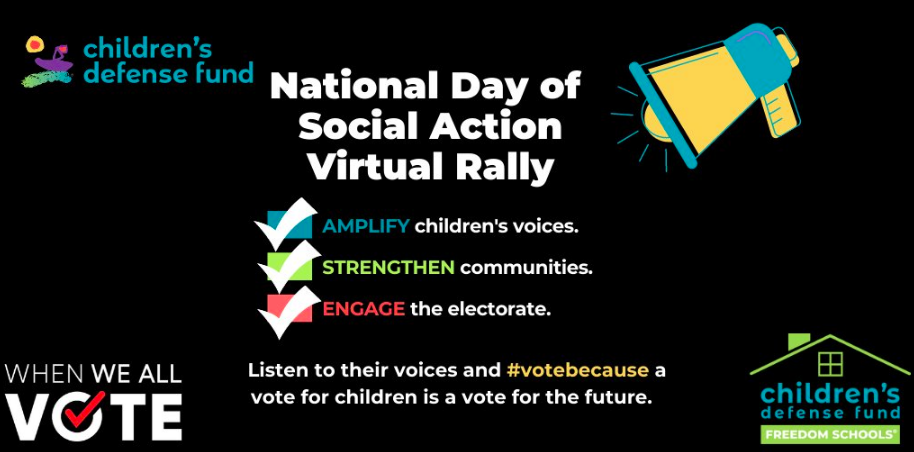 AllInForHealth's tweet photo. Tomorrow, July 14 at 6:30 PM ET join #CDFFreedomSchools live virtual rally, where children from across the country will raise their voices to tell us what they really need! RSVP here: https://t.co/szNbJWZgjP #VoteBecause @ChildDefender https://t.co/dNYWuMvP9H
