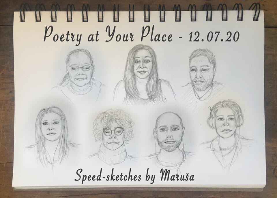 Live art from the last <a href="/yourplaceevents/">yourplace</a> - speed-sketches of the poets whilst they perform, by Maruša! Wana get drawn? Come and perform! #onlineevents #poetry #yourplace