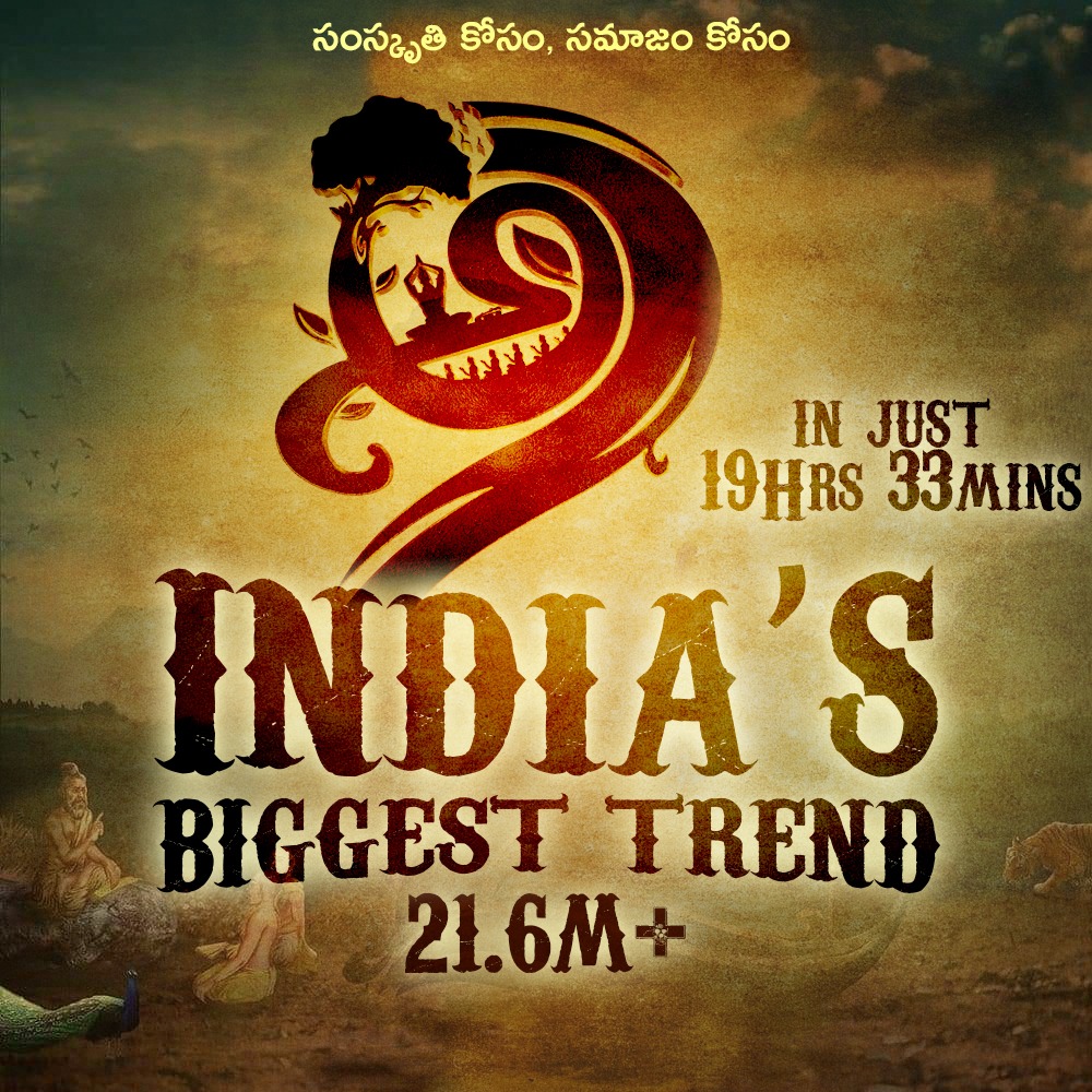 FilmiChronicle's tweet photo. History Created !!! 

India's Biggest Trend Ever is in the name of @PawanKalyan 

21.6M tweets in just 19 hrs 33 mins 

#AdvanceHBDPawanKalyan https://t.co/SrRcF05Tcw