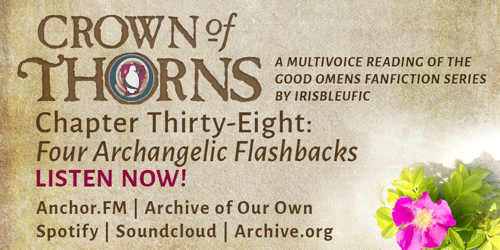 CoTPodrama's tweet photo. Chapter 38: Four Archangelic Flashbacks, is live! Come and check it out on AO3: https://t.co/HXBBCoiKoC #cotpod #GoodOmens https://t.co/2hmOncKOuY