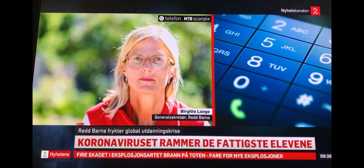 ReddBarna's tweet photo. – Vi står midt i en utdanningskrise uten historisk sidestykke.10 millioner barn står i fare for aldri å komme tilbake på skolen etter koronakrisen.@BirgitteLange oppfordrer Norge til å ta globalt lederskap og mobilisere statsledere til å prioritere utdanning fremover@tv2nyhetene https://t.co/SckxR7XCDB