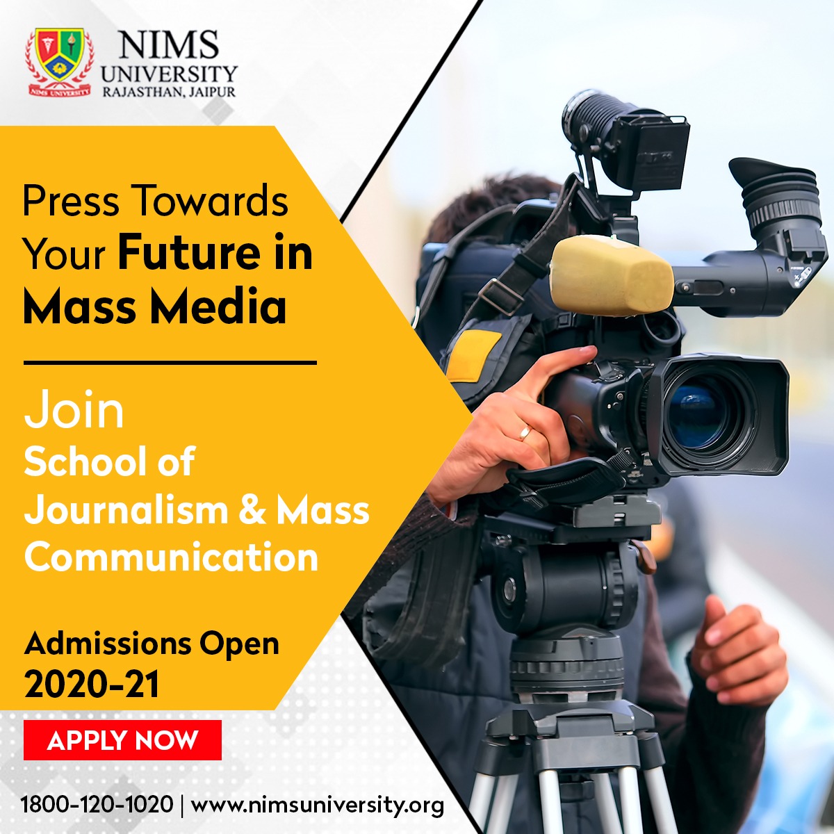 NimsUniversity's tweet photo. At #NIMSUniversity, students study #journalism & #masscommunication under the guidance of expert faculty members.
Admissions Open 2020 - 21
Apply Now- https://t.co/2P4gjiyPjD
For More Details, visit https://t.co/eBh0rXAW6W
#BachelorOfJournalism #StudyJournalism https://t.co/FMQFLQnpsg