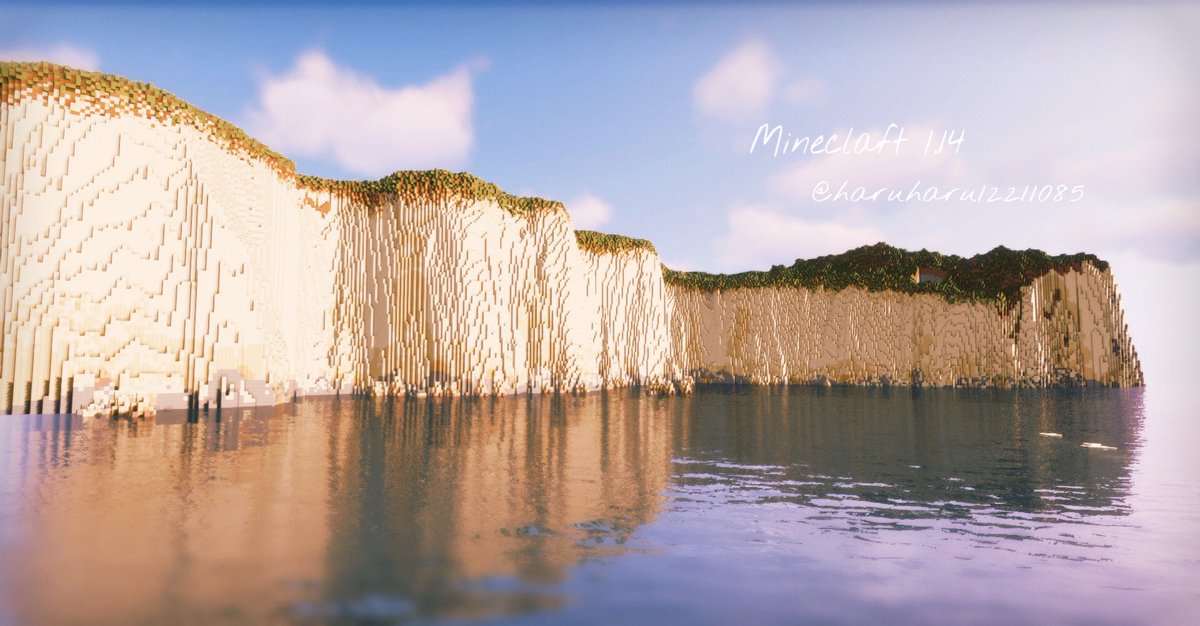 Minecraftでドーバーの白い崖風の地形ができました・。・v