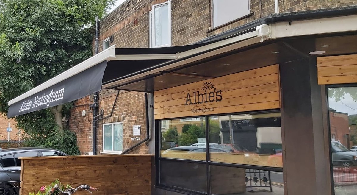 sxnottingham's tweet photo. A new Awning fitted for our client @albiesnottingham in Carlton. 
The client wanted to give their customers more cover for out doors and this is a great way to provide it also a great way to increase your capacity. #signs #nottingham #awning https://t.co/edttnOVFwv