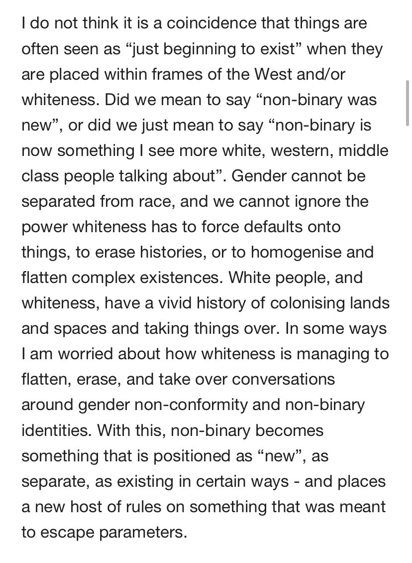 travisalabanza's tweet photo. It’s #NonbinaryAwarenessWeek so I’ll re share this article by me for Huffpost about how not only is non binary identities not new, but the suggestion of newness around them is seeped in racism. https://t.co/TwsWRDDXcJ https://t.co/sQbj5BtFoL
