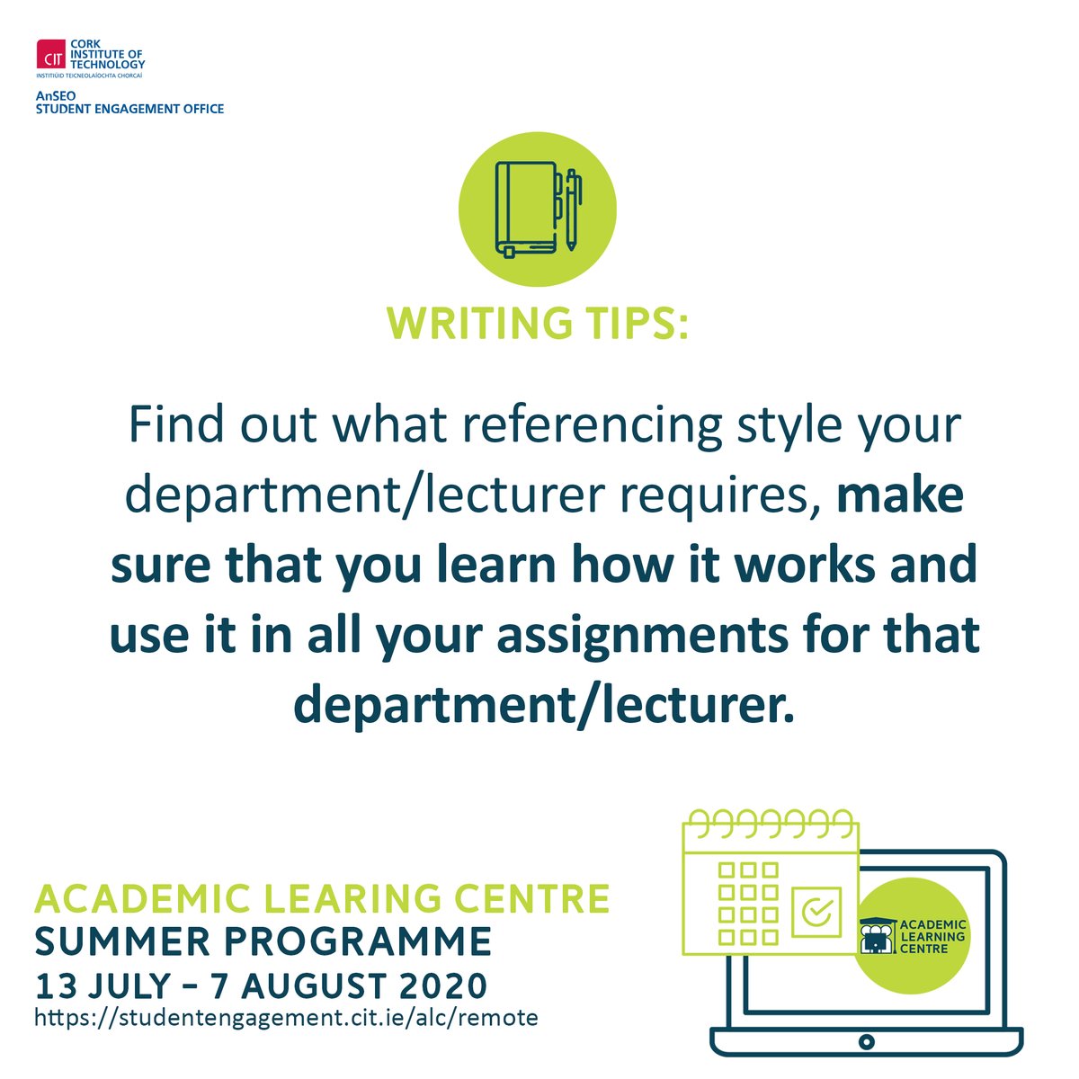 MTU_ie's tweet photo. Concerned about writing up assignments and assessments? Book your spot at Dr Sheila Walsh's workshop 'Preparing for online open book assessments: What you need to know' this Weds 15th July at 12.00pm by emailing academiclearning@cit.ie Spaces are limited. #ALCSummerProgramme https://t.co/ErHyU6WoDN