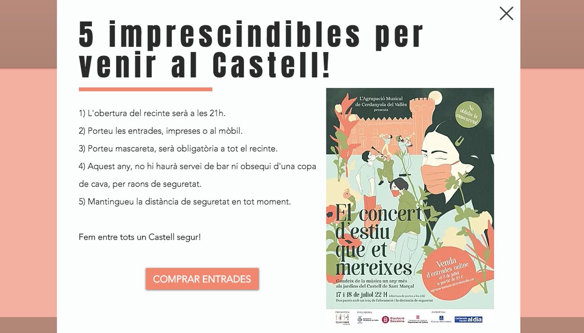 FEM ENTRE TOTS UN CASTELL SEGUR! Cerdanyola és a punt de viure el primer esdeveniment després de moltes setmanes sense activitat cultural presencial. La producció #elconcertqueetmereixes s'estrena aquest divendres i es repetirà dissabte als jardins del Castell de Sant Marçal ⬇️