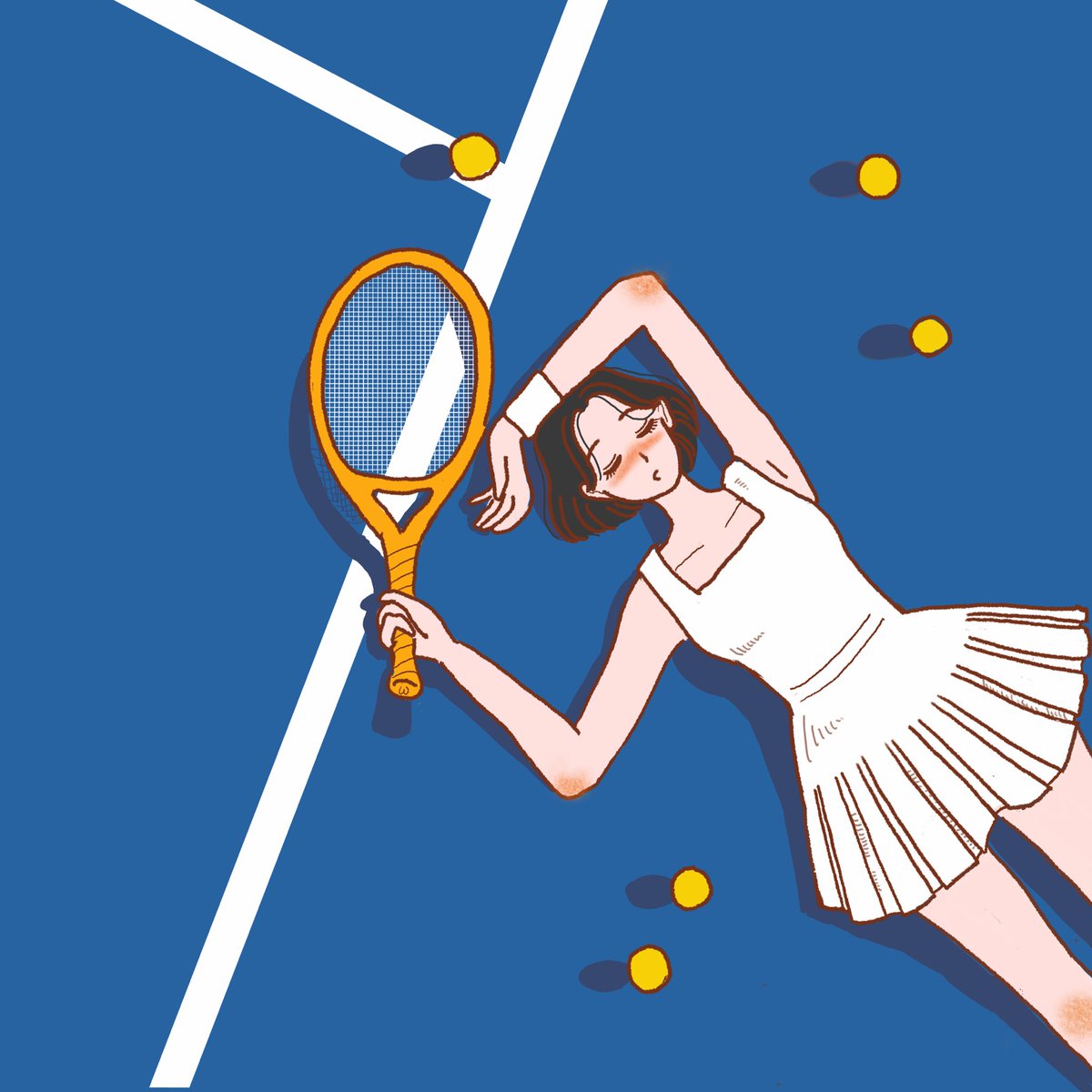 weeeeein02's tweet photo. 青いコート
#イラスト #絵描き #テニス女子 https://t.co/9xZHl8iwtk