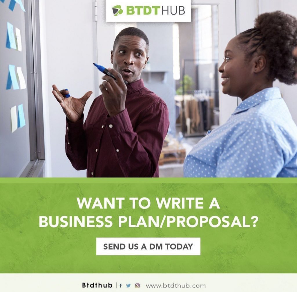 BTDTHub's tweet photo. A good business plan describes your business strategy and lays a foundation for success for your business.

Contact us for an investor ready, detailed and comprehensive Business Plan with 5 Year Financial Plan to clarify your ideas or wow investors.  

#BTDTHub https://t.co/Ro5YlP5FDP