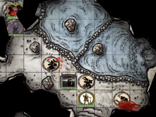 in this room I tried to lightning the rightmost one but missed and briefly lit up the room as it hit the waterfall Our halfling fuckin ran in and basically killed everyone ahahaShaina's on fire today