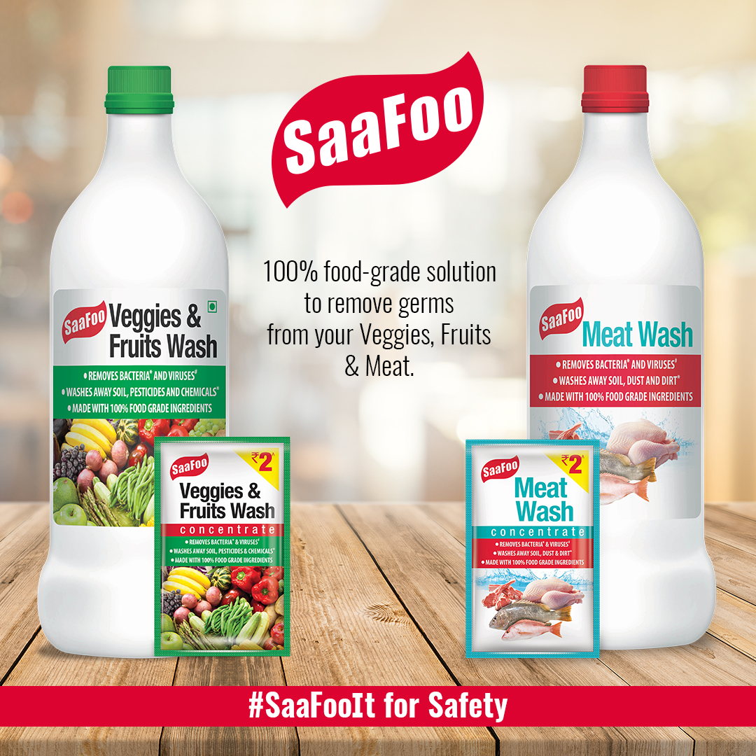 SaafooIndia's tweet photo. Introducing #SaaFooVeggiesAndFruits wash &amp; #SaaFooMeatWash, made with 100% food-grade ingredients to remove germs from your food

#ShopNow
#VeggieWash: https://t.co/a9HnnK6llj
#MeatWash: https://t.co/BYkeFUDMYe

#SaafooIt #EatHealthy #HealthyCooking #Cooking #SafeCooking https://t.co/isp5m0nznX