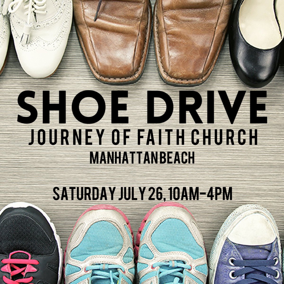 chadmayer's tweet photo. SHOE DRIVE OPPORTUNITY! Journey of Faith Church in Manhattan Beach is hosting a Shoe Drive on Saturday July 26th from 10am-4pm. @jofsocal

For more details email outreach@journeyoffaith.com! https://t.co/BmAz2ByqyR