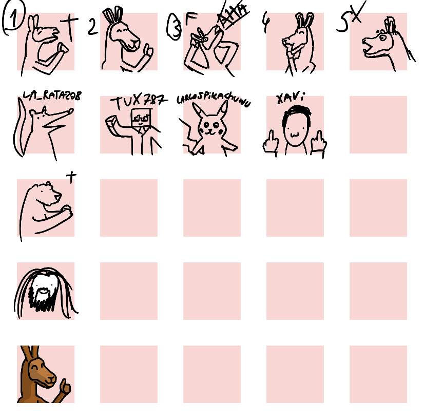 Merkinni's tweet photo. 1st time drawing emotes on stream https://t.co/YqmbgAE2YX
.
.
.
#stream #twitch #twitchstreamer #twitchstream #twitchtv #firsttime #porprimeravez #emotes #drawing #procreate #llama #llamas #draw #dibujar https://t.co/1Gt0zzg0DK