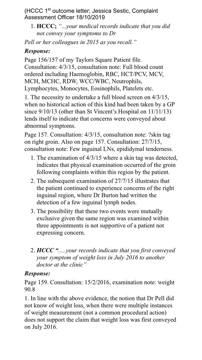DanielVanRoo1's tweet image. I’ve taken a few screen shots of documents. Each shows statements made from the HCCC who worked together with the Medical Council of NSW. My responses to these statements are included. These should give the reader a clear understanding of how I was being dismissed by the HCCC.