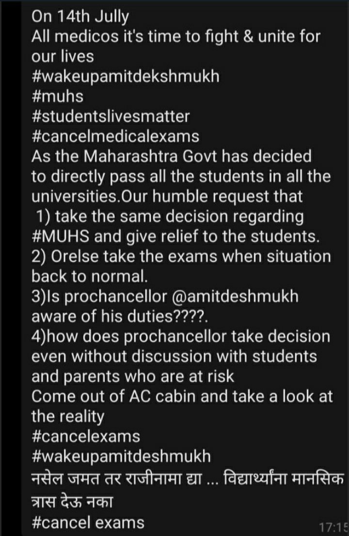 doctor_budding's tweet photo. #JusticeForStudents #cancelmedicalexams 
@amitV_deshmukh

@Pawarspeaks
@PMOindia
@CMOMaharashtra
@SardesaiVarun
@AUThackeray
@RajThackeray
@BSKoshyari
@CMOMaharashtra
 #muhscancelexams #cancelallexams #CancelExamsInCovid #medicalstudentslifematters @RRPSpeaks @Pravinraje_rade https://t.co/MjUl4T7wTQ