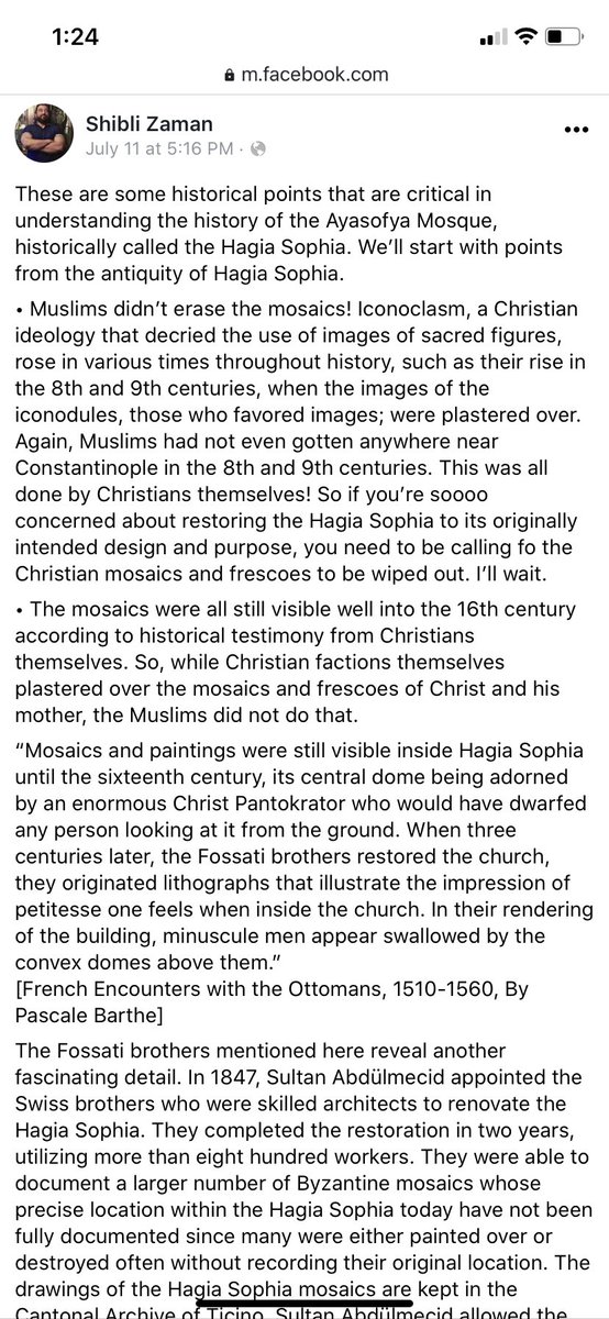 Sharing this excellent post (longish, but ABSOLUTELY WORTHY) on the  #HagiaSophia issue. Traces its history to before the birth of Rasulullah (SAW) up till Mustafa Kemal. This is why we say that those opposing Turkey’s move just do not know the historical facts. 1/2