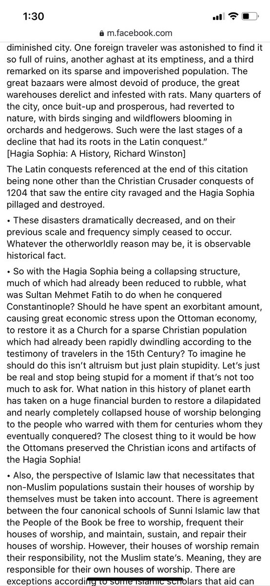 Sharing this excellent post (longish, but ABSOLUTELY WORTHY) on the  #HagiaSophia issue. Traces its history to before the birth of Rasulullah (SAW) up till Mustafa Kemal. This is why we say that those opposing Turkey’s move just do not know the historical facts. 1/2