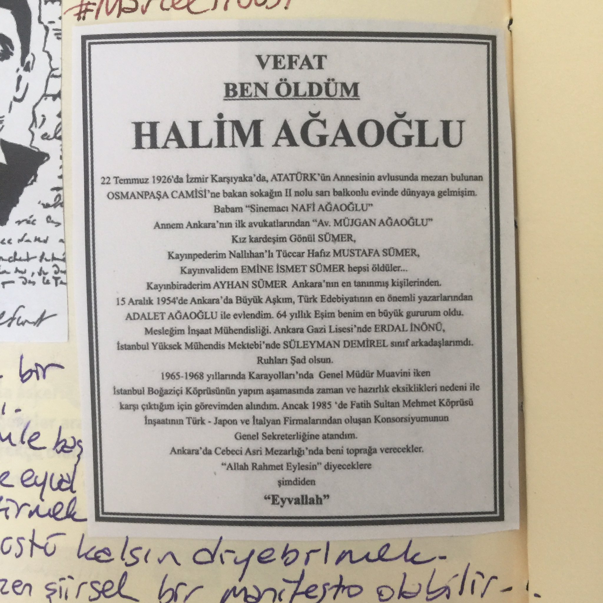 kulturistanbul on twitter adalet agaoglu da olmeye yatmis daha dun esi halim agaoglu nun siradisi olum ilanini defterime yapistirip notlar yazmistim turk edebiyatinin basi sagolsun https t co 3herqnqso2 twitter