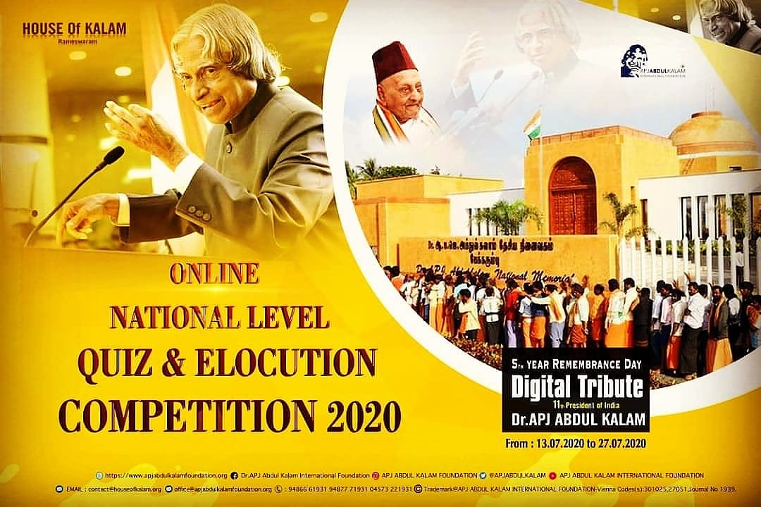 ReachISC's tweet photo. #Isc Appreciate
@APJAbdulKalam International Foundation brings National Level Online Quiz &amp; Elocution Competition from the VI to STD XII.These 2 events @ Educational institutions have been proposed to mark the 5th Year Remembrance day 27th July 2020
Link - https://t.co/9r1J6RKHk0 https://t.co/kvJxs9ENnG