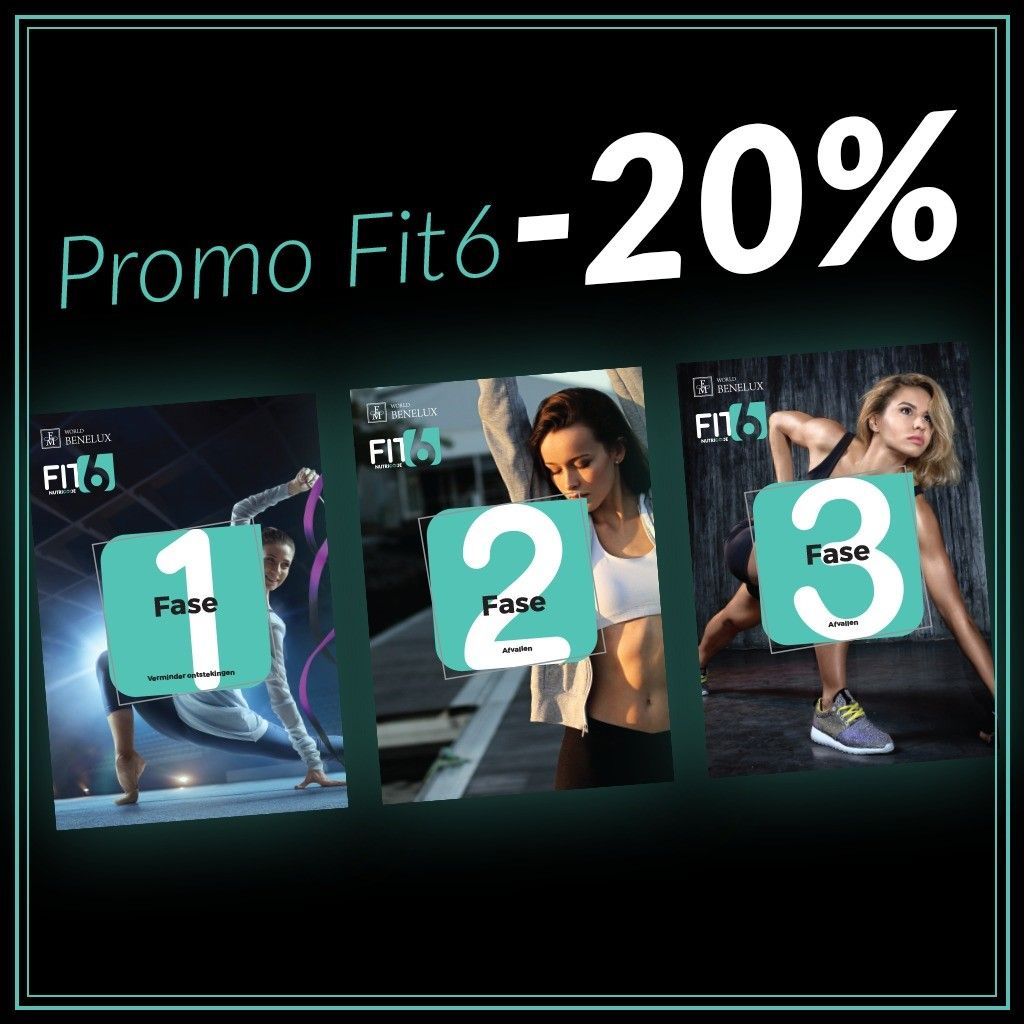 FM_Webshop's tweet photo. Mooie actie! Bestel nu stap 1, 2 en 3 uit het Fit6 programma met 20% korting. Deze aanbieding loopt t/m 31 juli! https://t.co/8MhO96EICV #fit6 #nutricode #fmworld https://t.co/MgZoaAKtA5