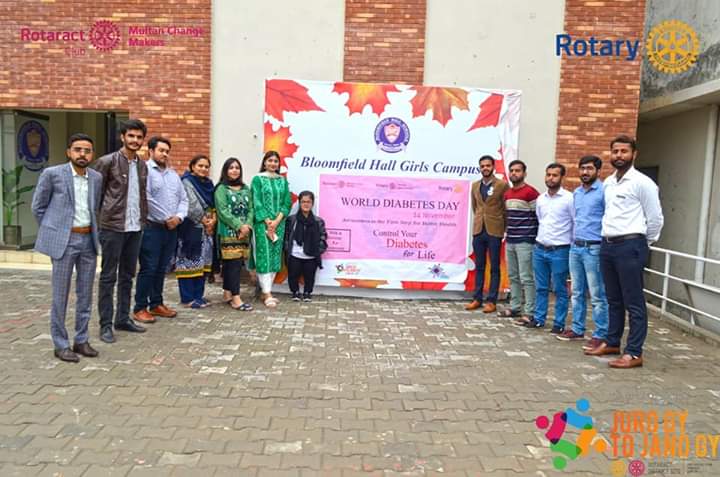 racmcmm's tweet photo. Rotaract Club of Multan Change Makers observed the "World Diabetes Day" on 14th November 2019 at Bloomfield Hall School. Club Adviser &amp; Deputy DRR Rtr. Ali Raza was present along with President Rtr. Syed Maaz Ali and General Secretary Rtr. Ahmad Saleem.
#diabatesday
#RACMCM https://t.co/9u37Nc8l0K