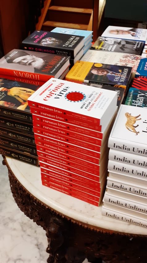 PenguinIndia's tweet photo. Our #TheCoronavirusBook is finally out in all bookstores! We spotted this stack at Kitab Khana bookstore. @drrajeshmparikh @maherradesai @swapneilparikh https://t.co/1agoLFKltv