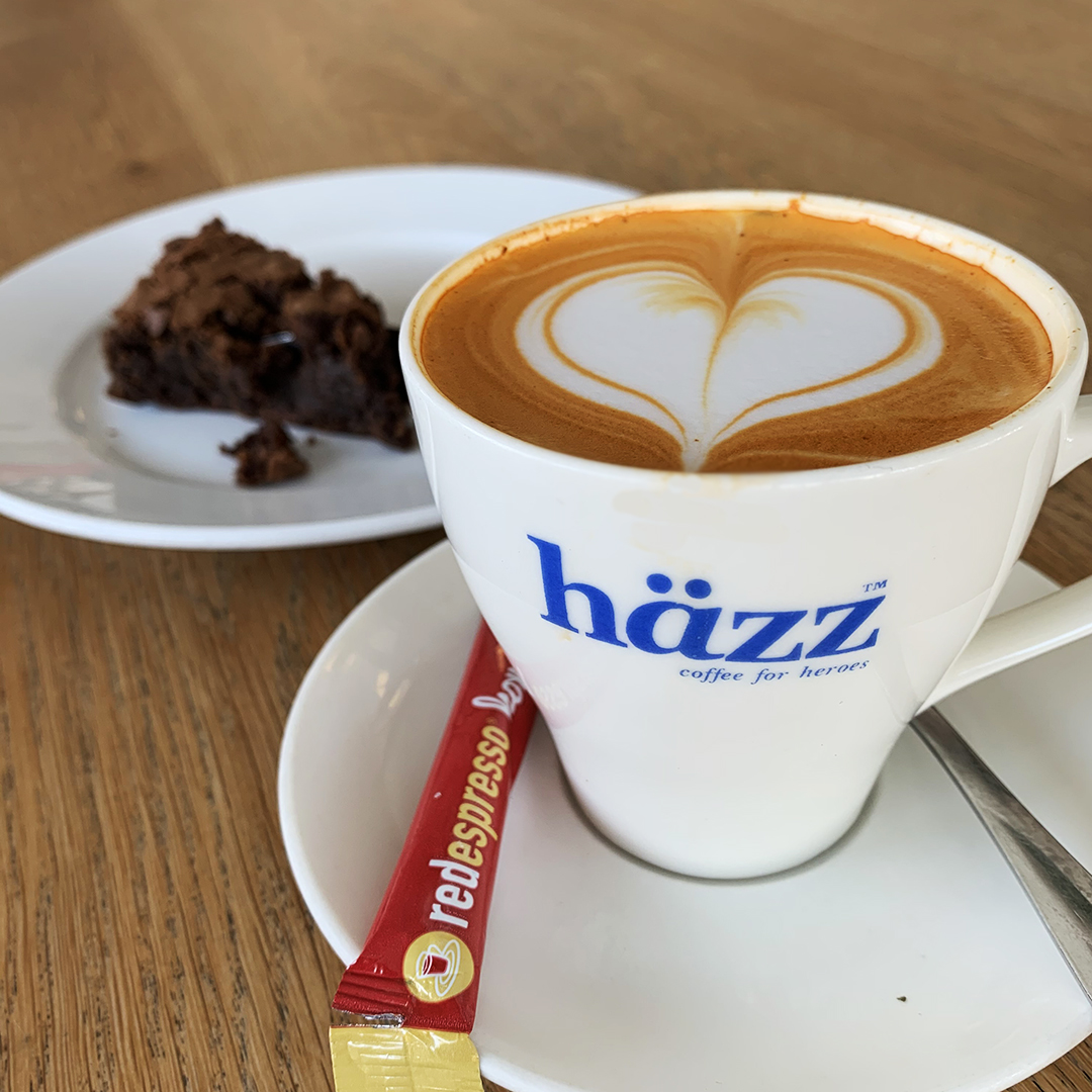 There's a cup of health-boosting, antioxidant-rich <a href="/redespresso/">red espresso</a> waiting for you at your nearest häzz café. #redespresso #brownie #espresso #yum #coffee