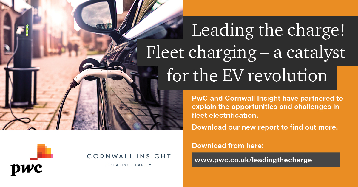 ‘Fleet electrification is a critical catalyst that will enable the electric vehicle revolution in the UK.’ <a href="/PwC_UK/">PwC UK</a> and <a href="/CornwallInsight/">Cornwall Insight</a> have launched a new report examining the rapidly evolving market for fleet electrification. Read it here: pwc.co.uk/leadingthechar…