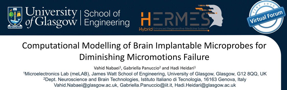 HERMES_FET's tweet photo. 📌 #SaveTheDate Wed 15 July at 10:30-12:00 BST
Join @melabg @VNabaei's presentation of #FENS2020poster "Computational Modelling of #Brain Implantable Microprobes for Diminishing Micromotions Failure" at @FENSorg online Forum: a paper by @VNabaei, @GabryPanu @hadihei. #biohybrid https://t.co/nSAvKgkzOR