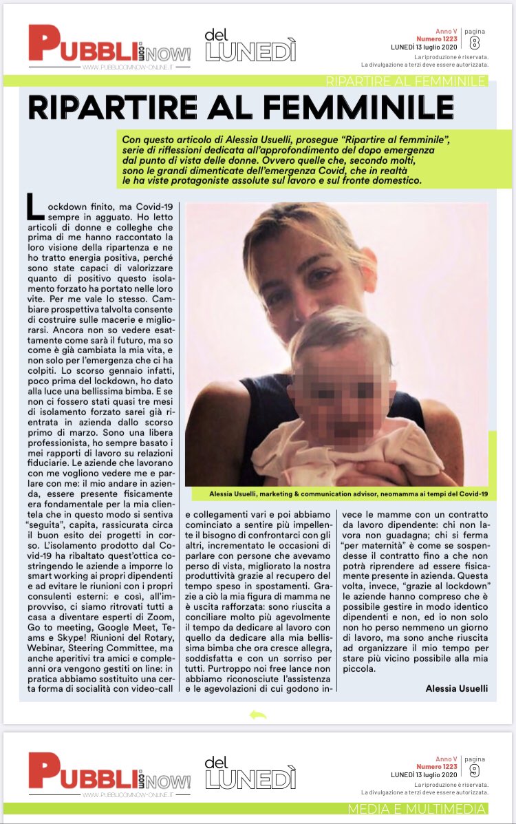 ausuelli's tweet photo. Un articolo sulla ripartenza ai tempi del Covid-19 con un occhio di riguardo alla donna, figura cruciale nella conciliazione casa- lavoro https://t.co/Ls0Aa3PnTv