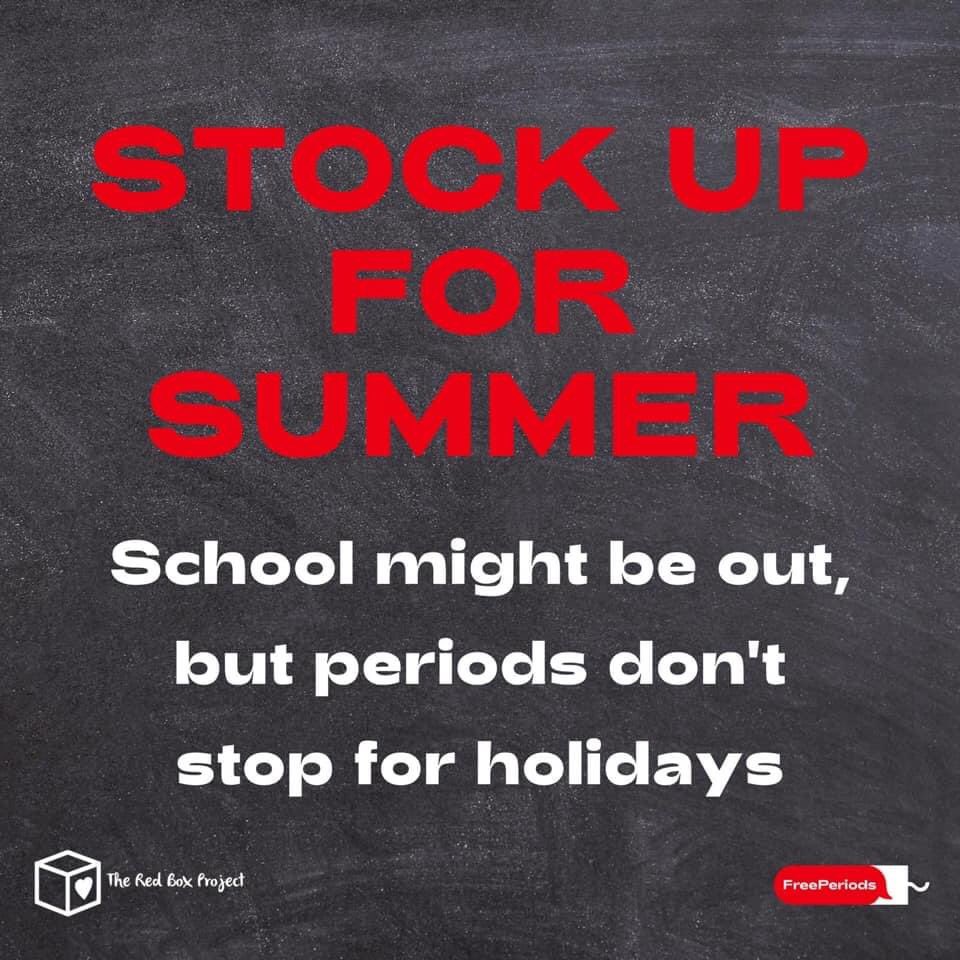 RedBoxWakefield's tweet photo. Summer holidays are almost here -there’s still time for schools in England to order their free period products &amp; distribute them to students in need.⁣ COVID-19 has exacerbated problems of access to supplies -it’s vital we support young people over the summer. Spread the word!❤️ https://t.co/c7j5ejeLNf