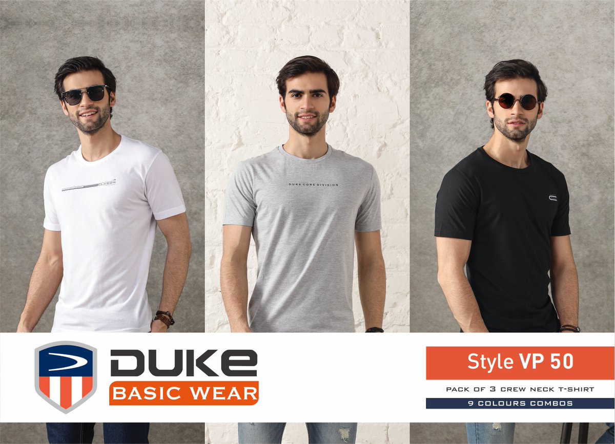 Dukefashions's tweet photo. Duke Value Packs full of styles - Wear these stylish t-shirts from the house of #DUKE. Pair them with #jeans and #sneakers for a good outing.
#dukefashions #dukeindia #valuepack #clothing #basics #core #basicwear https://t.co/d86GTUB8AE